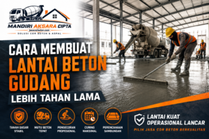 Lantai Beton Tahan Lama untuk gudang dengan proses pengecoran profesional menggunakan Jasa Cor Beton