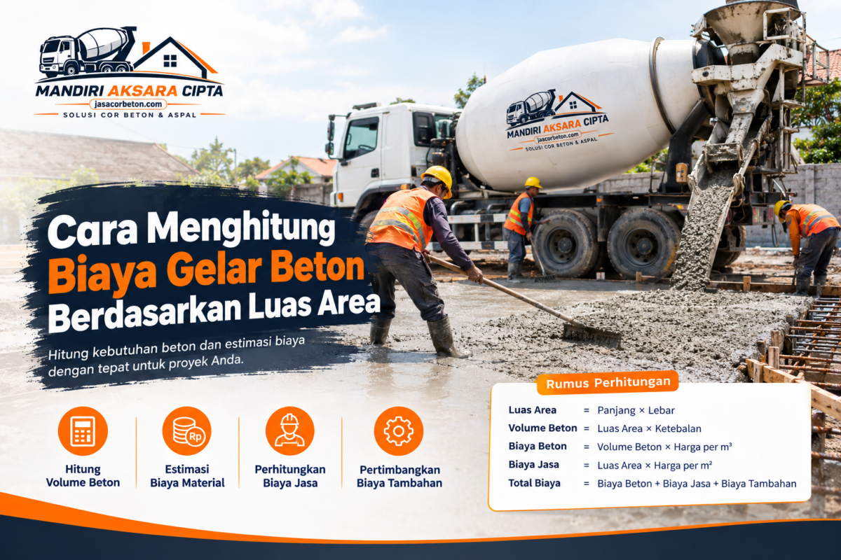 Cara Menghitung Biaya Gelar Beton berdasarkan luas area dengan Beton Ready Mix dan jasa pengecoran