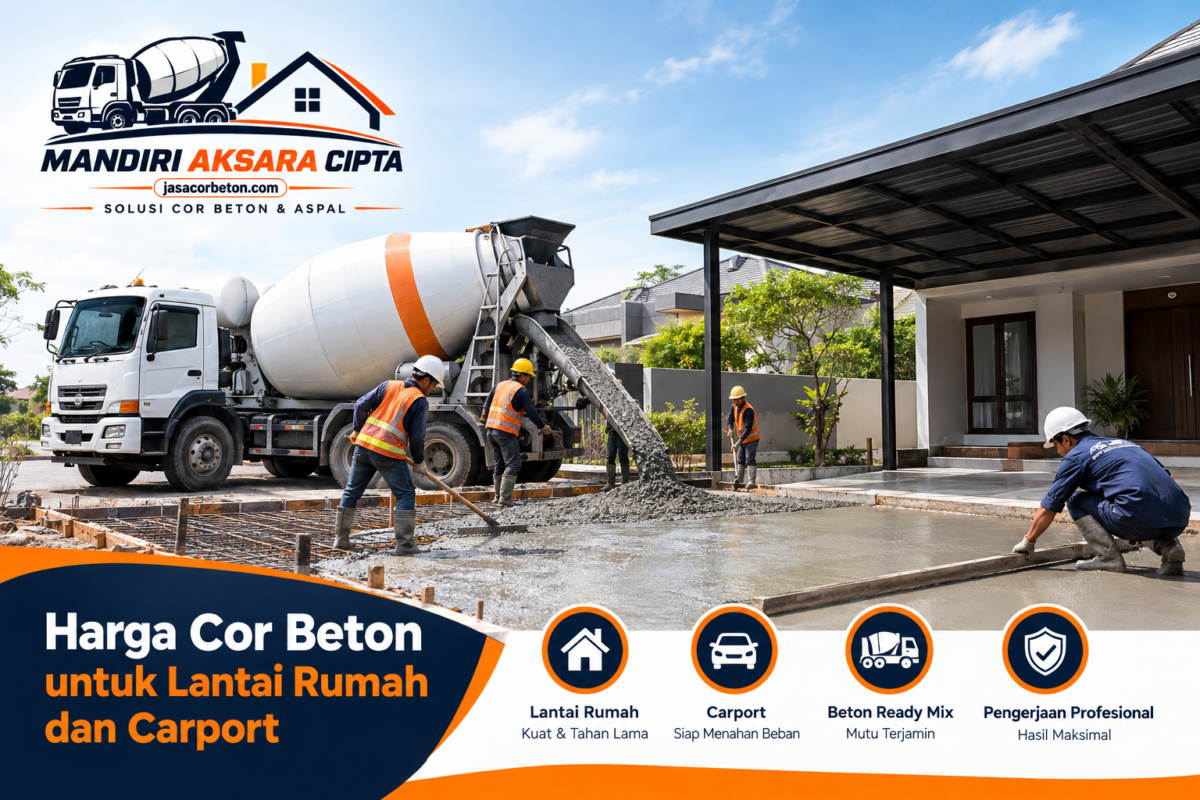 Harga Cor Beton untuk lantai rumah dan carport menggunakan beton ready mix dengan pengerjaan profesional