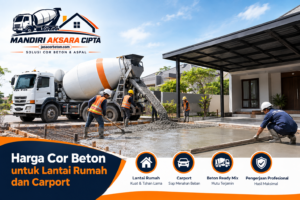 Harga Cor Beton untuk lantai rumah dan carport menggunakan beton ready mix dengan pengerjaan profesional