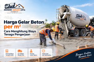 Harga Gelar Beton per m² untuk proses Cor Beton Ready Mix dan pengerjaan tenaga profesional di lokasi proyek
