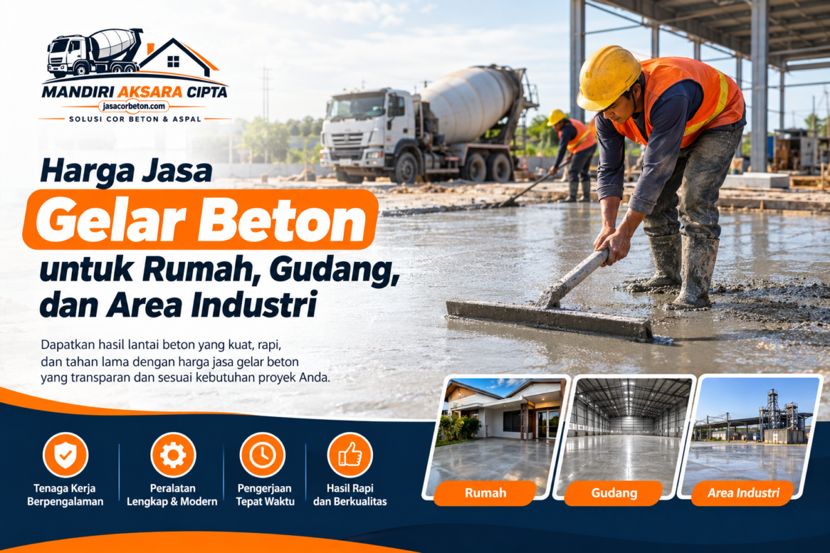 Harga Jasa Gelar Beton untuk rumah, gudang, dan area industri dengan tenaga profesional